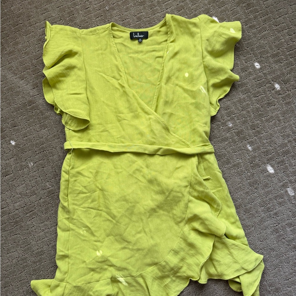 Lulu's Lime Green Ruffle Mini Dress - Picture 2 of 4